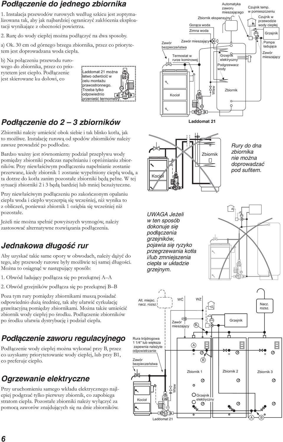 b) Na połączeniu przewodu rurowego do zbiornika, przez co priorytetem jest ciepło. Podłączenie jest skierowane ku dołowi, co = = JM @ M H? E M?