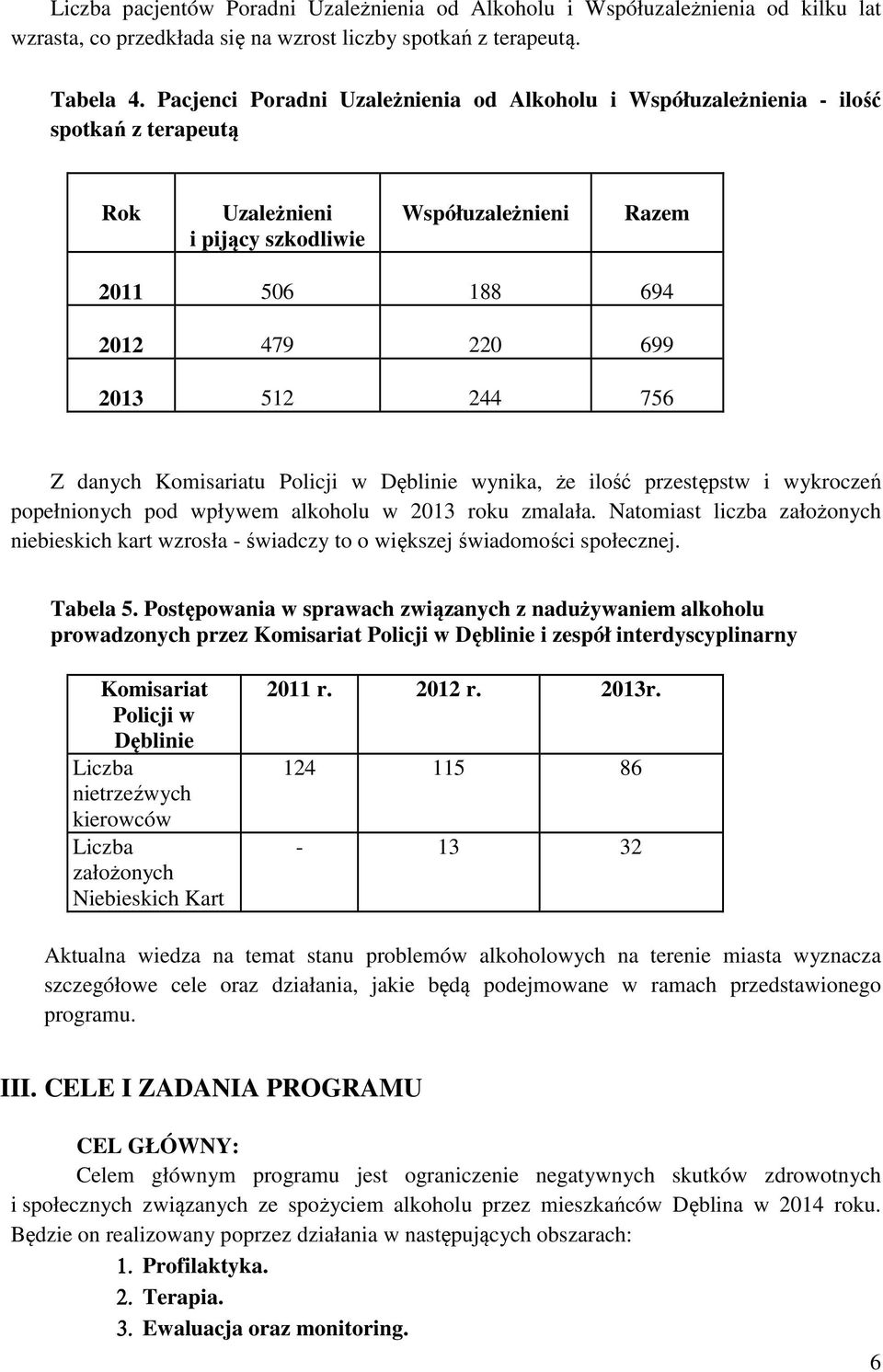 Z danych Komisariatu Policji w Dęblinie wynika, że ilość przestępstw i wykroczeń popełnionych pod wpływem alkoholu w 2013 roku zmalała.