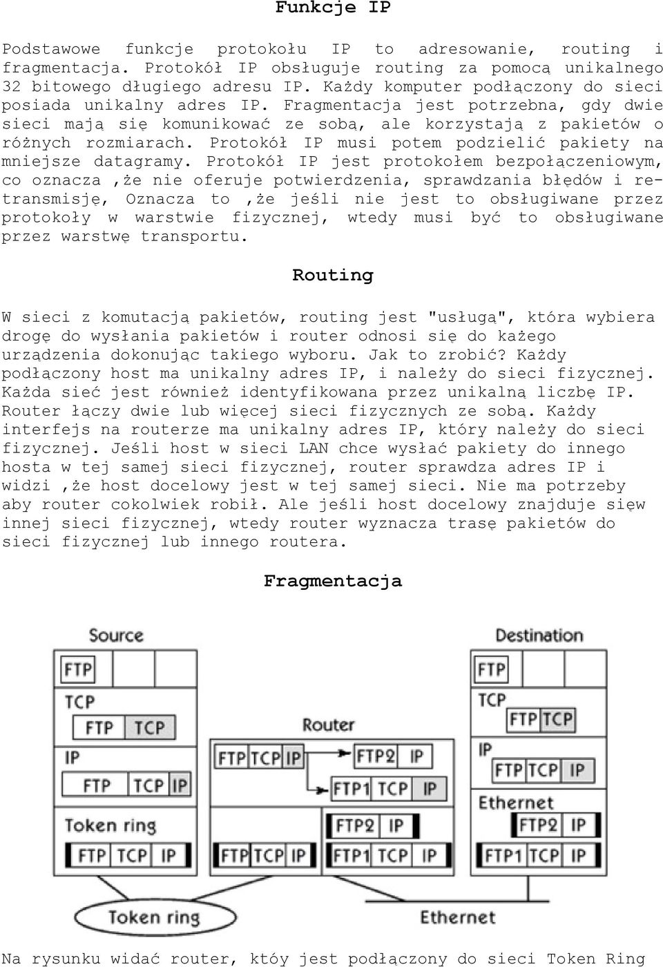 Protokół IP musi potem podzielić pakiety na mniejsze datagramy.