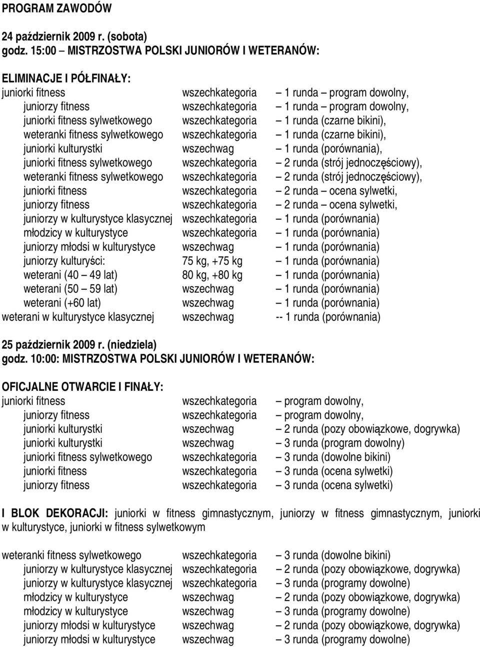 fitness sylwetkowego wszechkategoria 1 runda (czarne bikini), weteranki fitness sylwetkowego wszechkategoria 1 runda (czarne bikini), juniorki kulturystki wszechwag 1 runda (porównania), juniorki