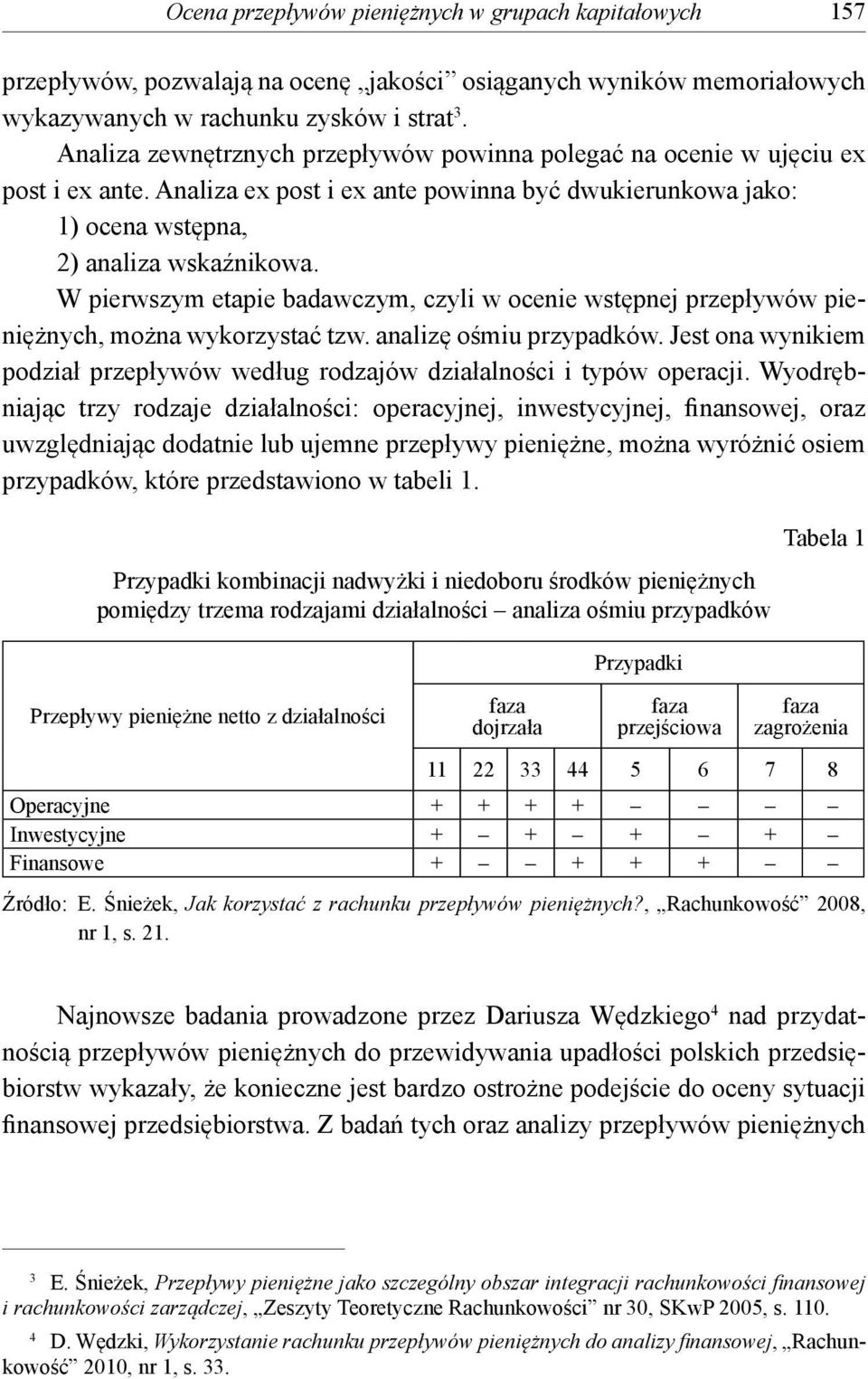 W pierwszym etapie badawczym, czyli w ocenie wstępnej przepływów pieniężnych, można wykorzystać tzw. analizę ośmiu przypadków.