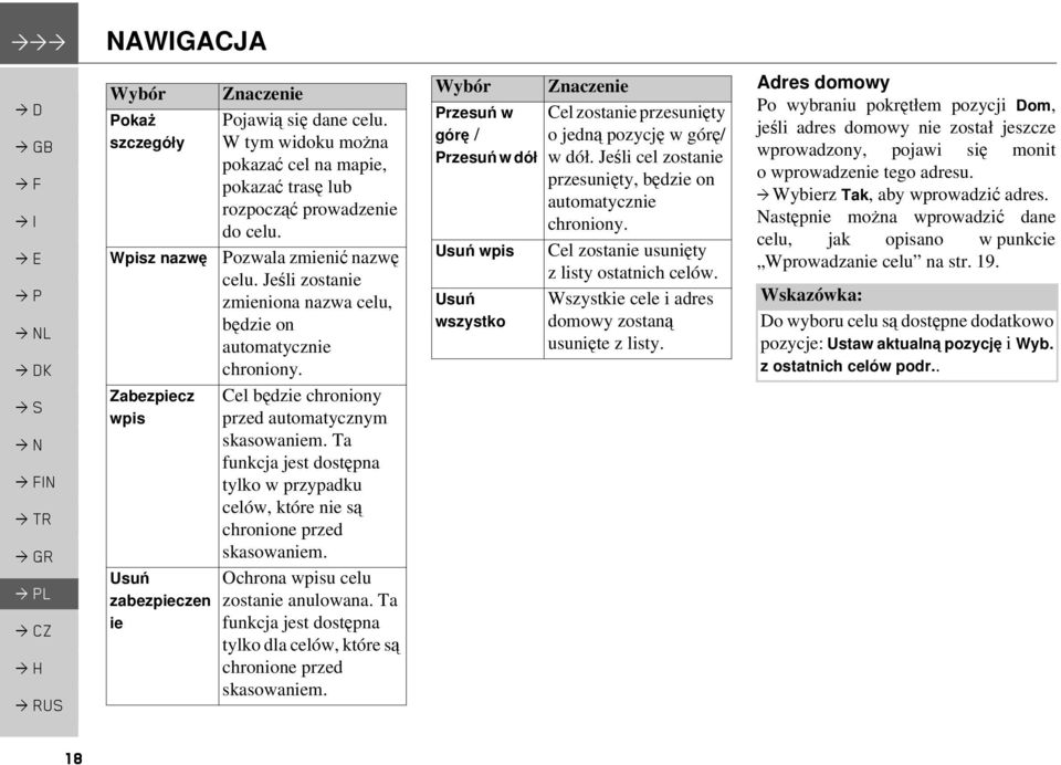 Ta funkcja jest dostępna tylko w przypadku celów, które nie są chronione przed skasowaniem. Ochrona wpisu celu zostanie anulowana.