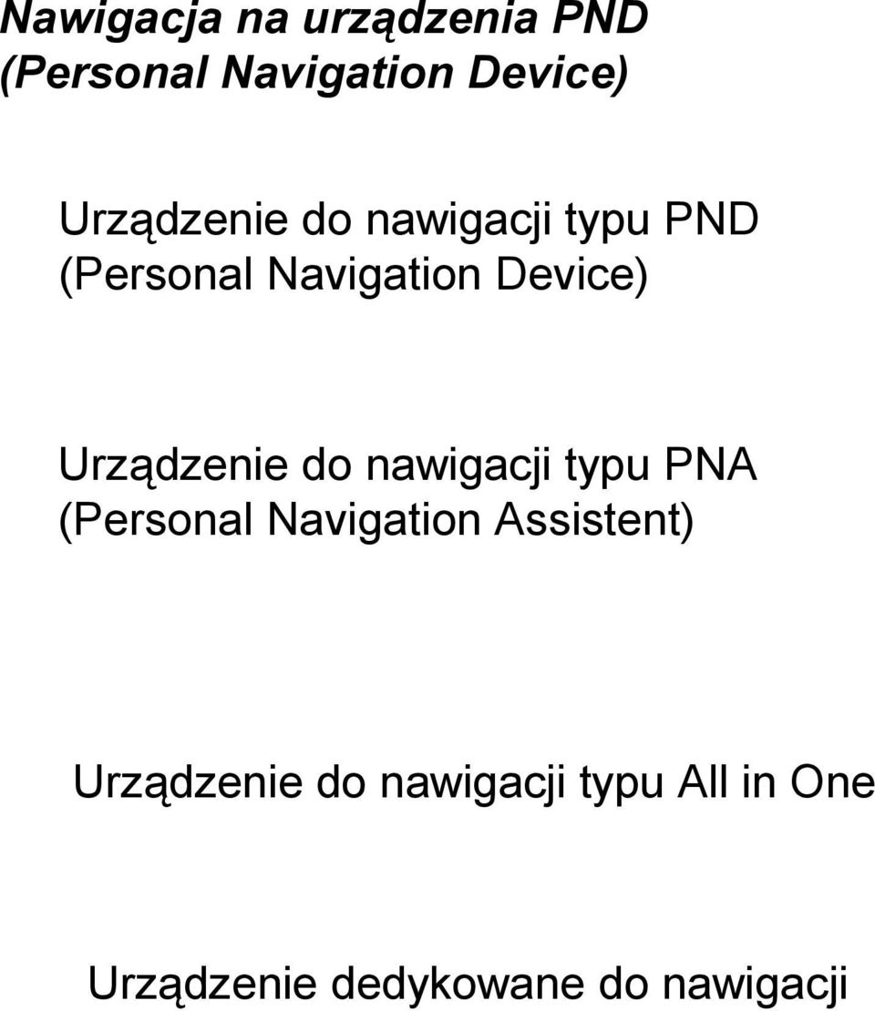 Urządzenie do nawigacji typu PNA (Personal Navigation Assistent)