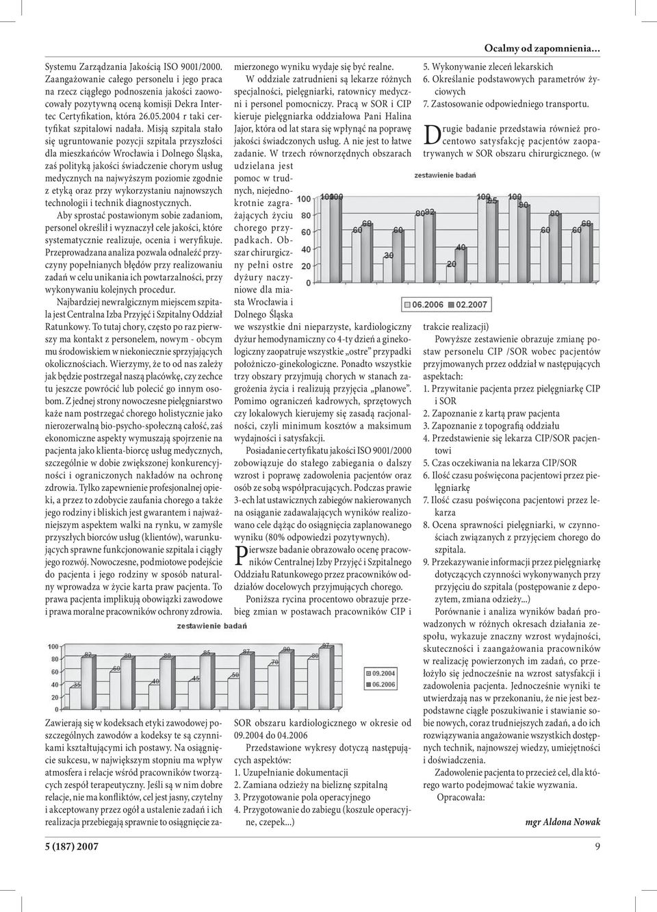 2004 r taki certyfikat szpitalowi nadała.