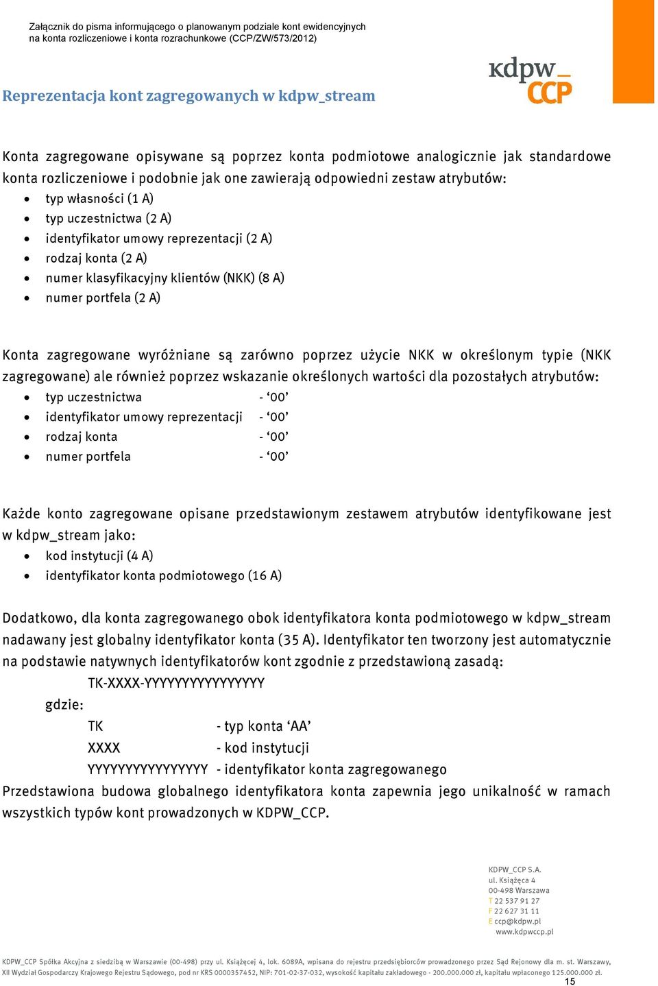 wyróżniane są zarówno poprzez użycie NKK w określonym typie (NKK zagregowane) ale również poprzez wskazanie określonych wartości dla pozostałych atrybutów: typ uczestnictwa - 00 identyfikator umowy