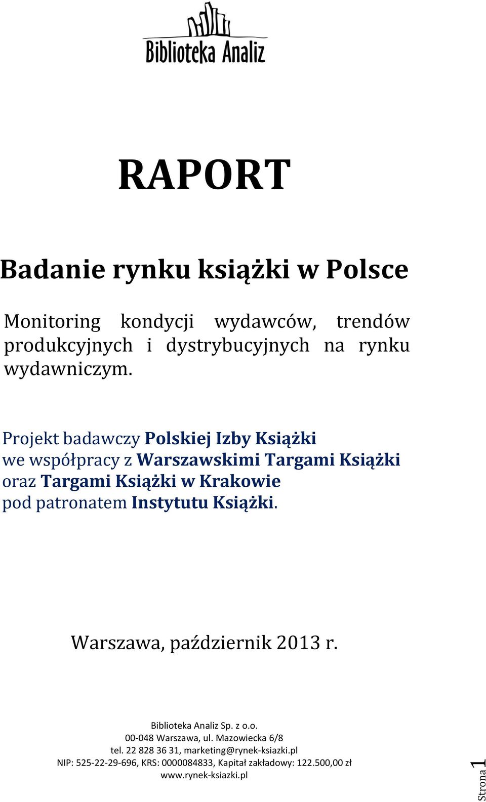 Projekt badawczy Polskiej Izby Książki we współpracy z Warszawskimi Targami