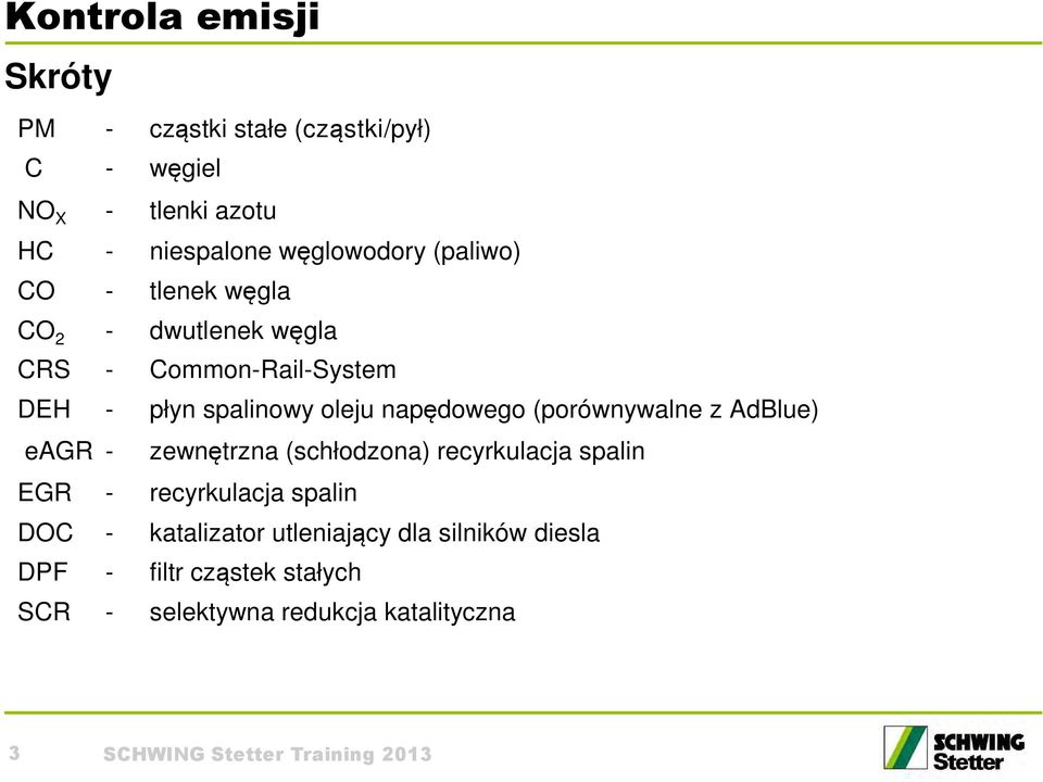 AdBlue) eagr - zewnętrzna (schłodzona) recyrkulacja spalin EGR - recyrkulacja spalin DOC - katalizator utleniający