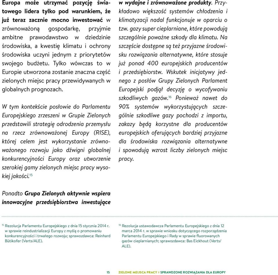 W tym kontekście posłowie do Parlamentu Europejskiego zrzeszeni w Grupie Zielonych przedstawili strategię odrodzenia przemysłu na rzecz zrównoważonej Europy (RISE), której celem jest wykorzystanie