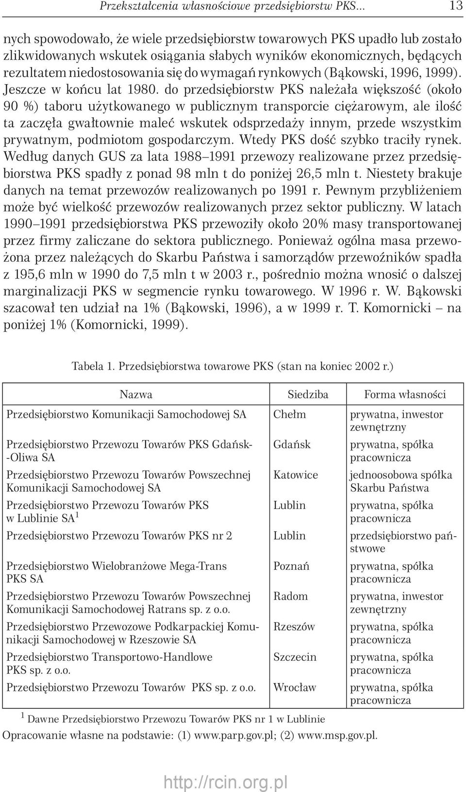 rynkowych (Bąkowski, 1996, 1999). Jeszcze w końcu lat 1980.