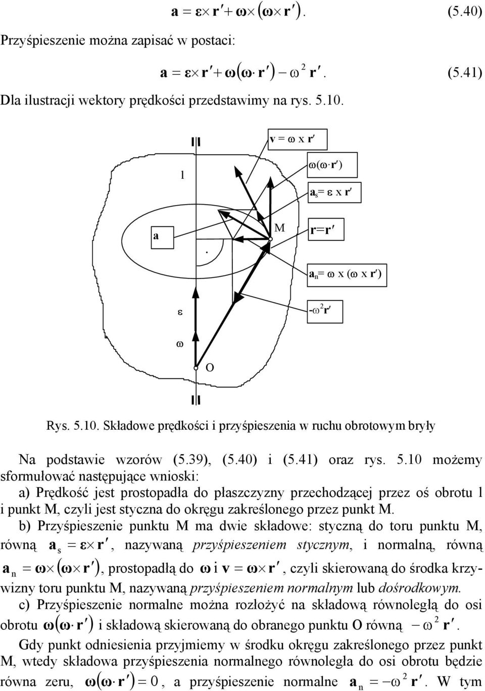 tcą do toru uktu M, rówą ε r, wą rśieeiem tcm, i ormlą, rówą ( r ), rotodłą do i r, cli kierową do środk krwi toru uktu M, wą rśieeiem ormlm lub dośrodkowm c) Prśieeie ormle moż rołożć kłdową