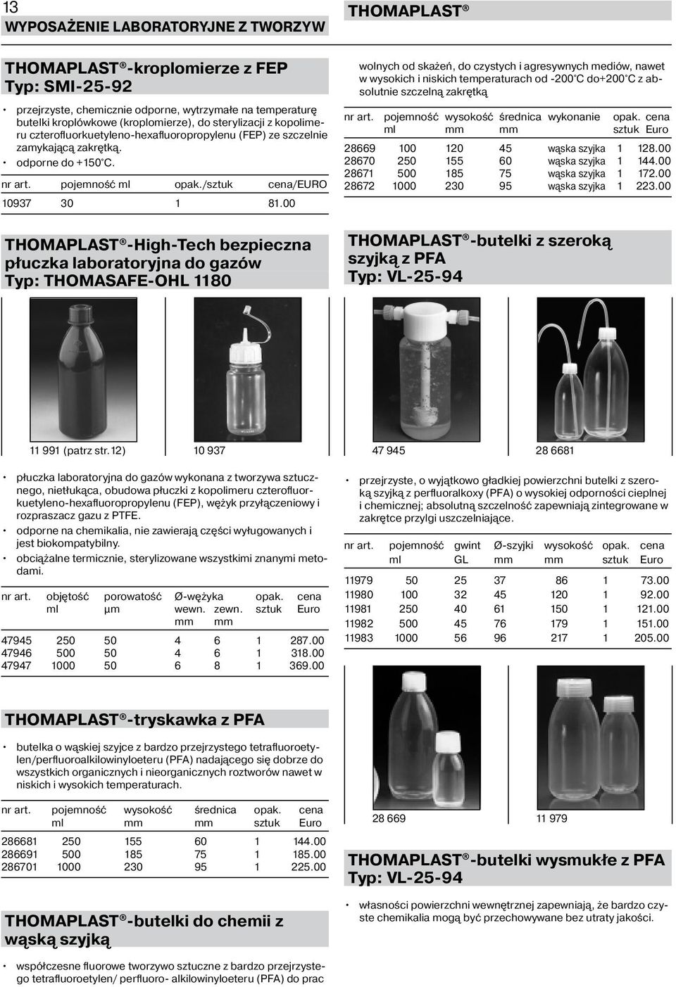 00 -High-Tech bezpieczna płuczka laboratoryjna do gazów Typ: THOMASAFE-OHL 1180 wolnych od skażeń, do czystych i agresywnych mediów, nawet w wysokich i niskich temperaturach od -200 C do+200 C z