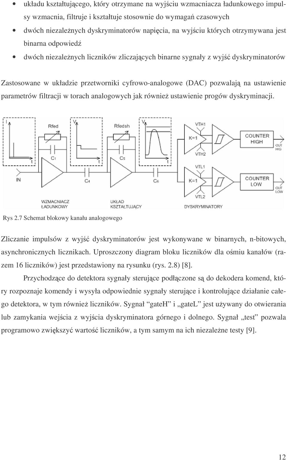 ustawienie parametrów filtracji w torach analogowych jak równie ustawienie progów dyskryminacji. Rys 2.