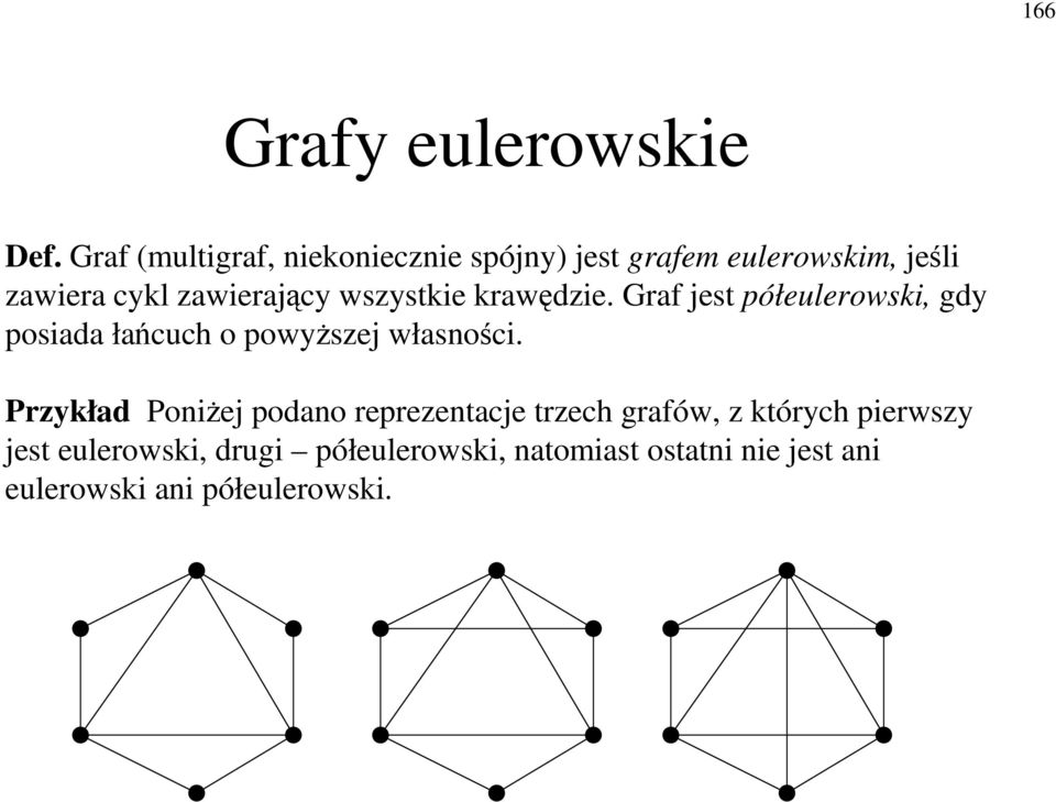 wszystkie krawdzie. Graf jest półeulerowski, gdy posiada łacuch o powyszej własnoci.