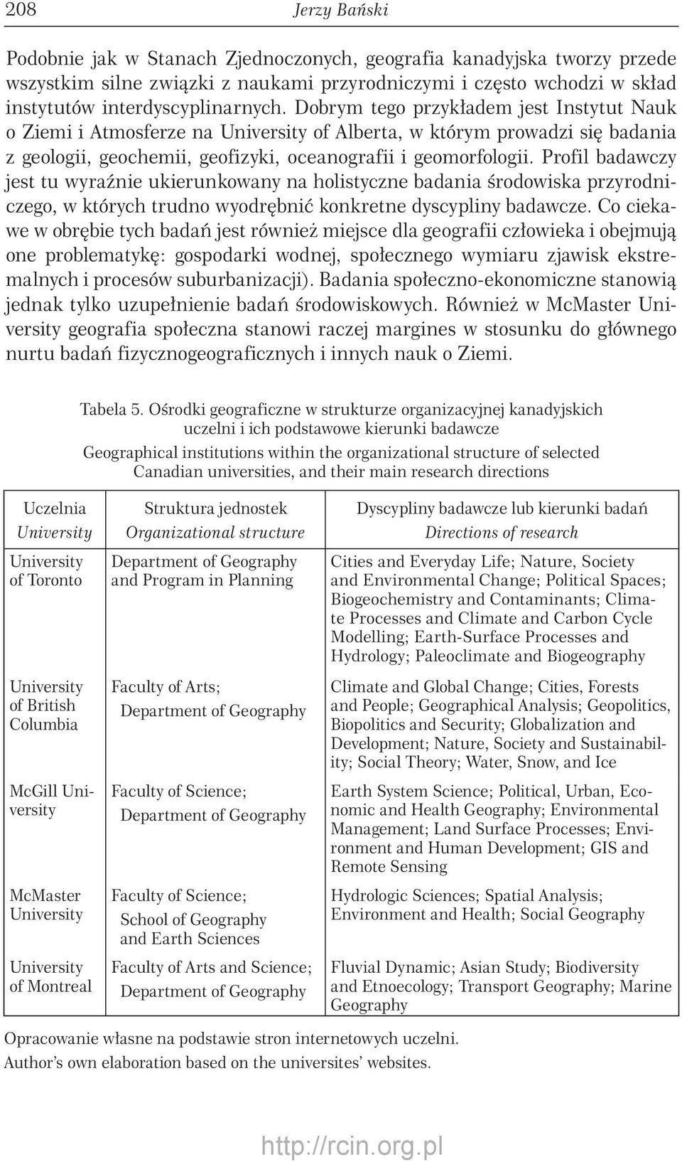 Profil badawczy jest tu wyraźnie ukierunkowany na holistyczne badania środowiska przyrodniczego, w których trudno wyodrębnić konkretne dyscypliny badawcze.