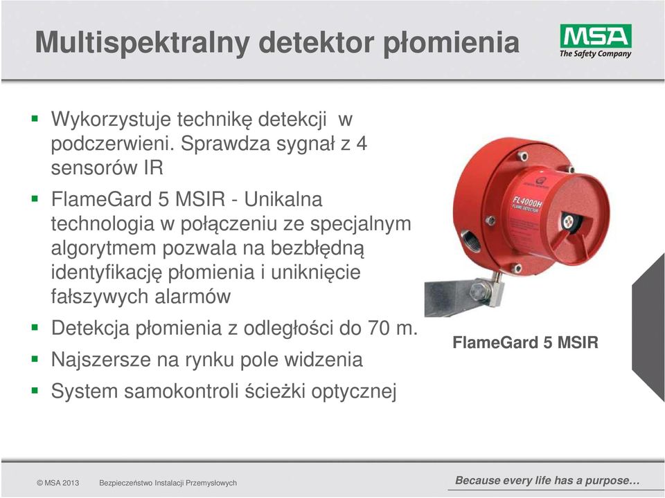 algorytmem pozwala na bezbłędną identyfikację płomienia i uniknięcie fałszywych alarmów Detekcja