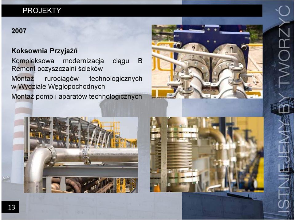 Montaż rurociągów technologicznych w Wydziale