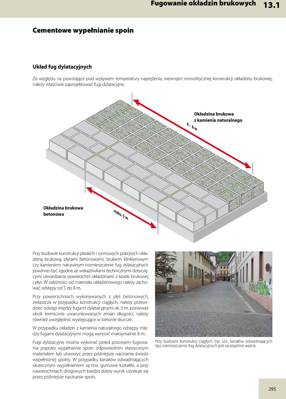 zaprojektować fugi dylatacyjne. 6 8 m Okładzina brukowa z kamienia naturalnego Okładzina brukowa betonowa maks.