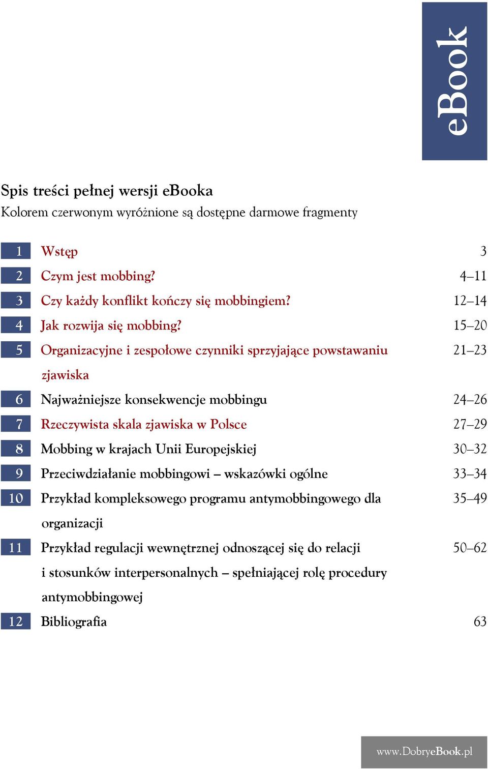 5 Organizacyjne i zespołowe czynniki sprzyjające powstawaniu 3 4 11 12 14 15 20 21 23 zjawiska 6 Najważniejsze konsekwencje mobbingu 7 Rzeczywista skala zjawiska w Polsce 8 Mobbing