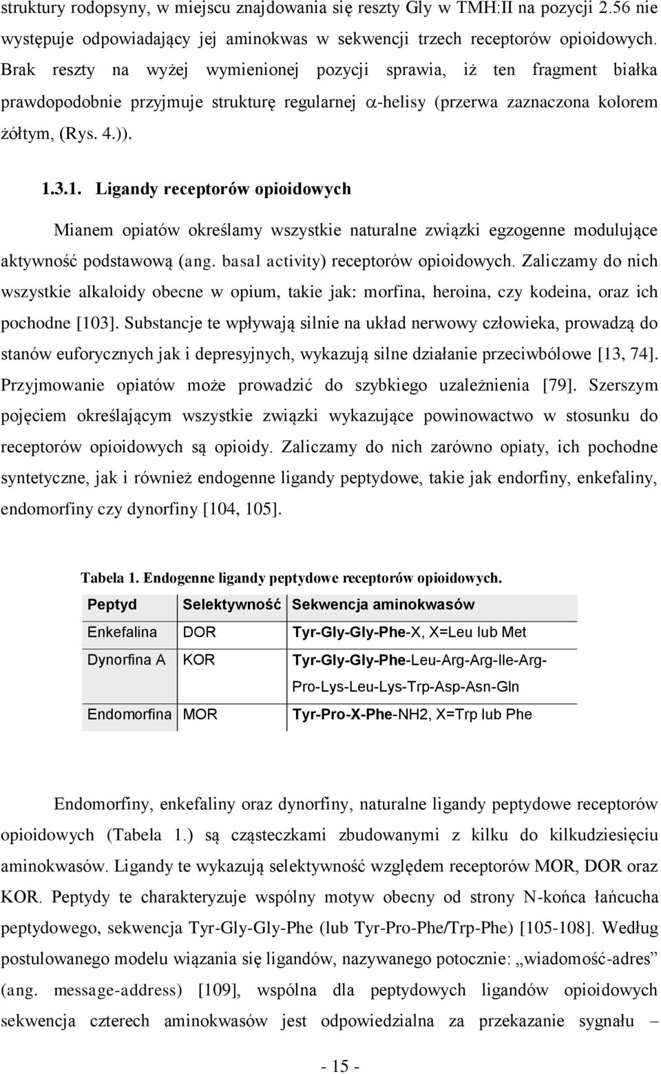 3.1. Ligandy receptorów opioidowych Mianem opiatów określamy wszystkie naturalne związki egzogenne modulujące aktywność podstawową (ang. basal activity) receptorów opioidowych.