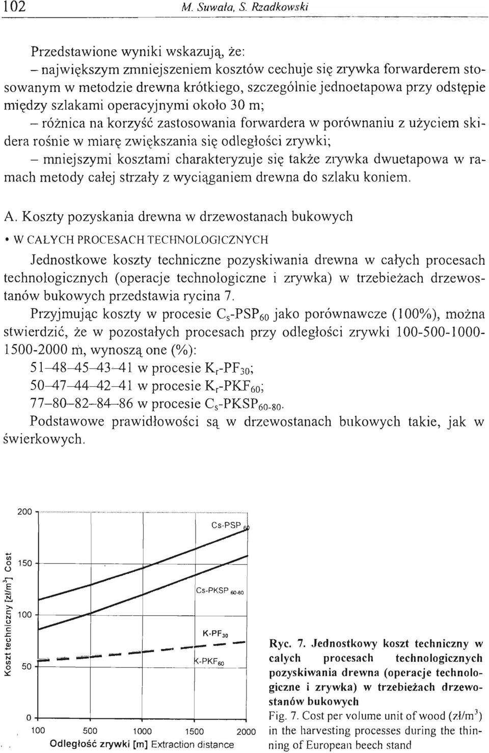 Rzadkowski Przedstawione wyniki wskazują, że: - największym zmniejszeniem kosztów cechuje się Zlywka forwarderem stosowanym w metodzie drewna krótkiego, szczególnie jednoetapowa przy odstępie między