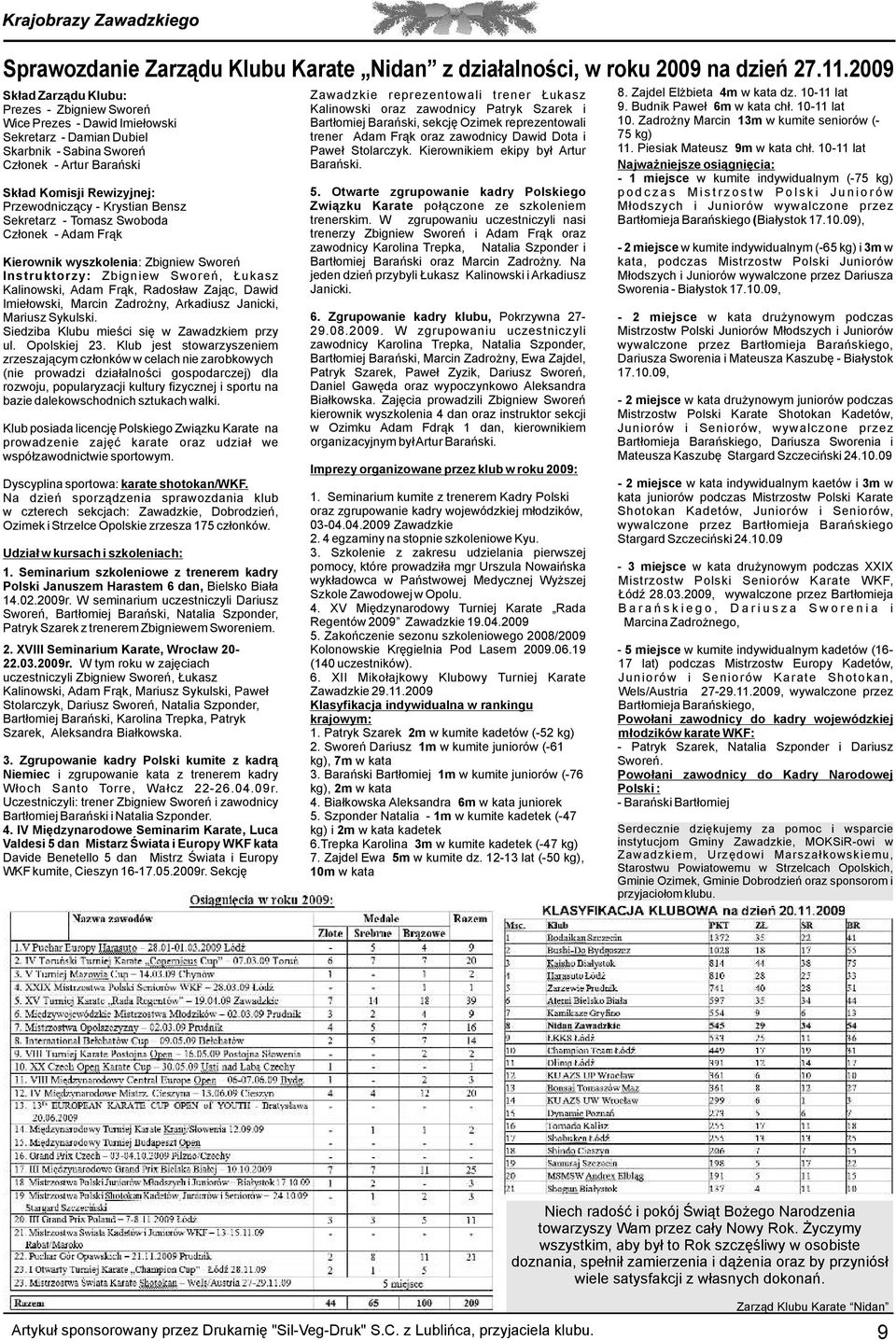 - Krystian Bensz Sekretarz - Tomasz Swoboda Członek - Adam Frąk Kierownik wyszkolenia: Zbigniew Sworeń Instruktorzy: Zbigniew Sworeń, Łukasz Kalinowski, Adam Frąk, Radosław Zając, Dawid Imiełowski,