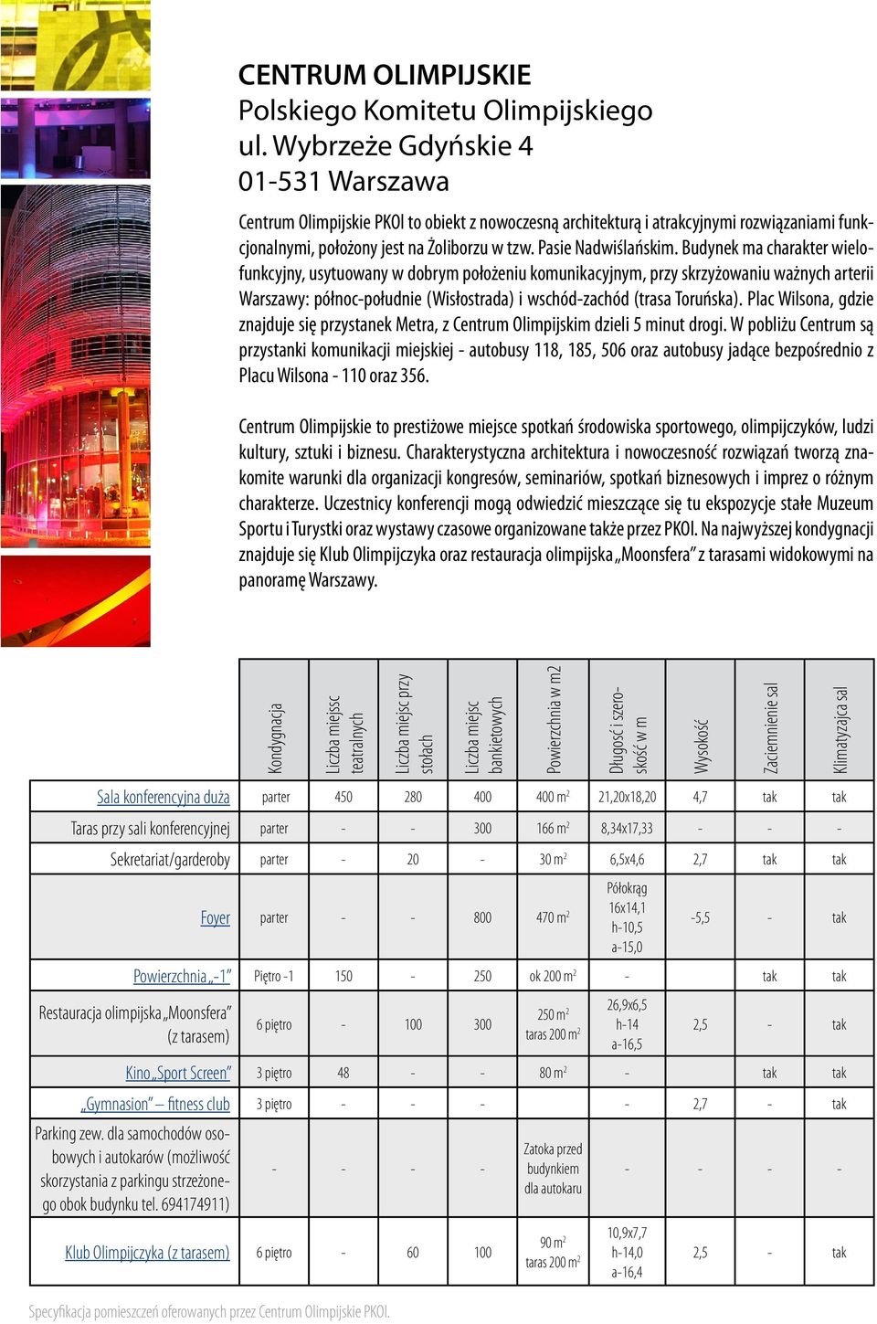 Budynek ma charakter wielofunkcyjny, usytuowany w dobrym położeniu komunikacyjnym, przy skrzyżowaniu ważnych arterii Warszawy: północ-południe (Wisłostrada) i wschód-zachód (trasa Toruńska).