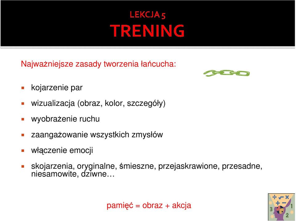 zaangażowanie wszystkich zmysłów włączenie emocji skojarzenia,