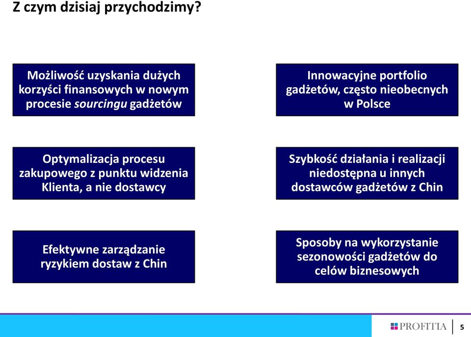 gadżetów, często nieobecnych w Polsce Optymalizacja procesu zakupowego z punktu widzenia Klienta, a nie