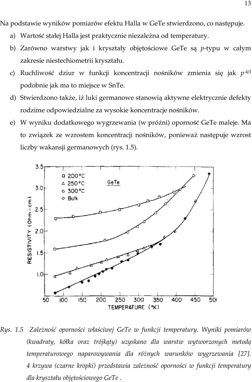 c) Ruchliwość dziur w funkcji koncentracji nośników zmienia się jak p -4/3 podobnie jak ma to miejsce w SnTe.