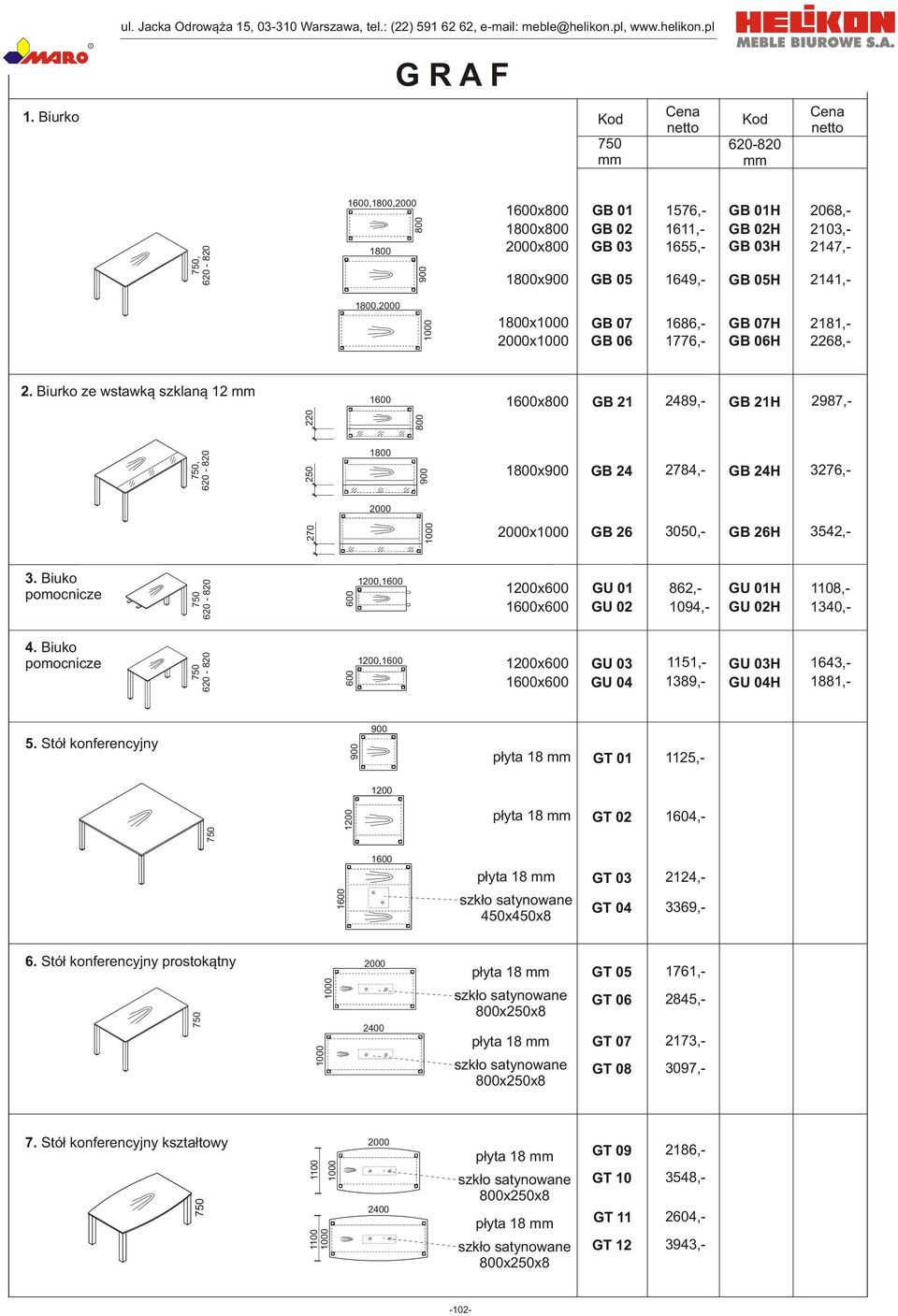 Biuko pomocnicze,1 x 1x GU 01 GU 02 862,- 1094,- GU 01H GU 02H 1108,- 1340,- 4. Biuko pomocnicze,1 x 1x GU 03 GU 04 1151,- 1389,- GU 03H GU 04H 1643,- 1881,- 5.