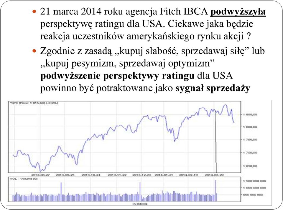 Zgodnie z zasadą,,kupuj słabość, sprzedawaj siłę lub,,kupuj pesymizm, sprzedawaj