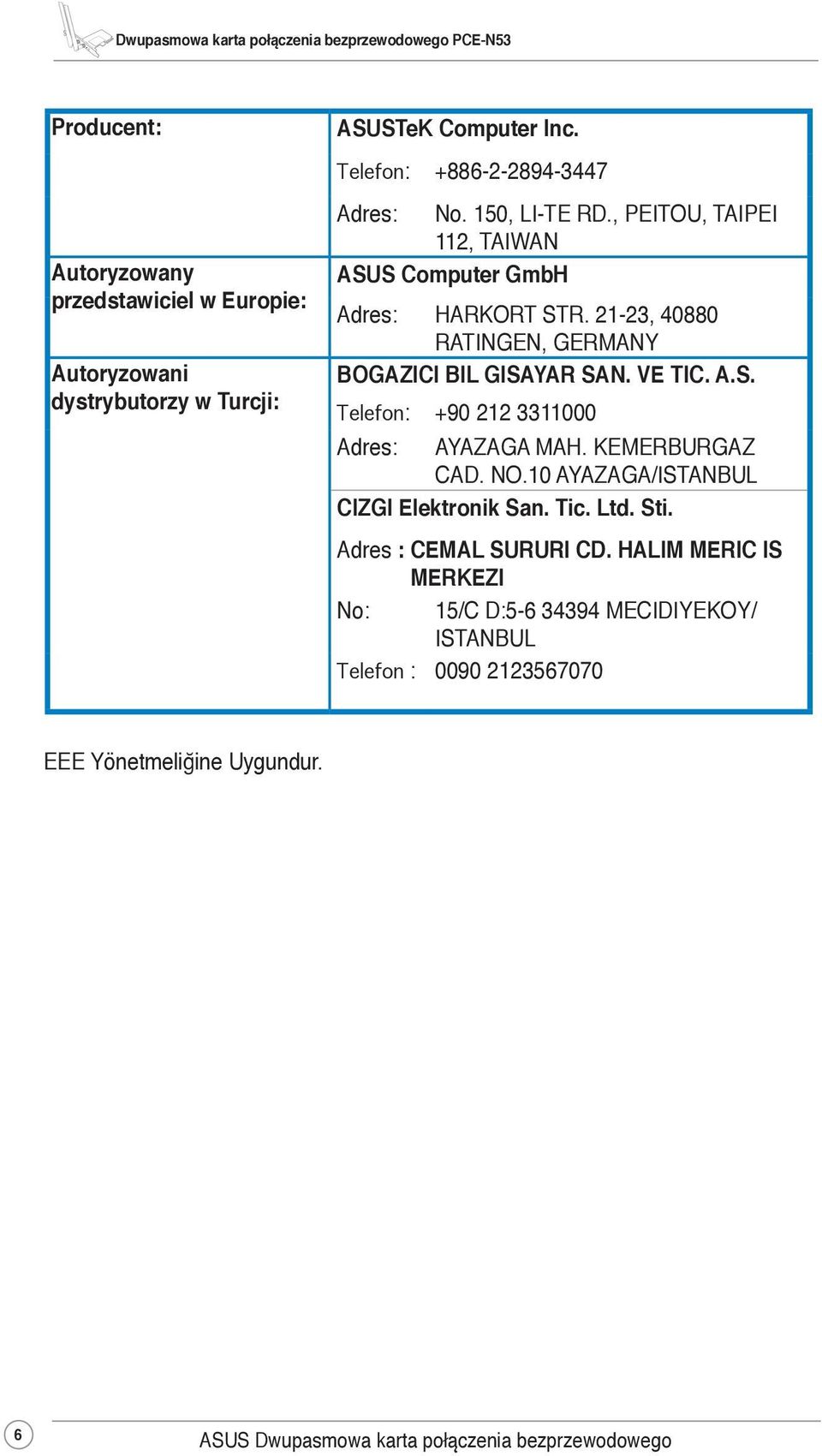 KEMERBURGAZ CAD. NO.10 AYAZAGA/ISTANBUL CIZGI Elektronik San. Tic. Ltd. Sti. Adres : CEMAL SURURI CD.