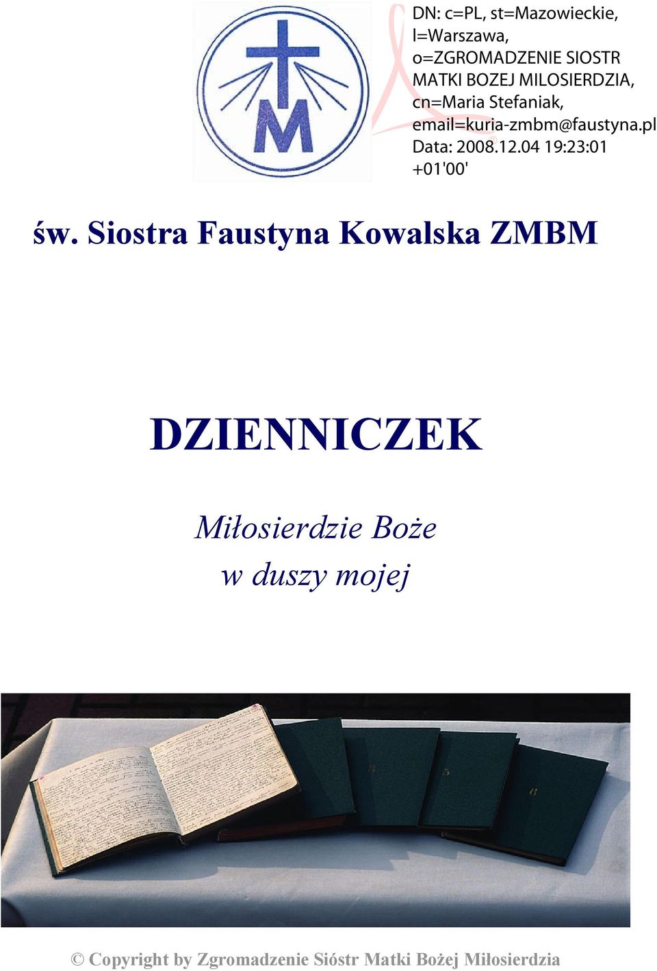 Boże w duszy mojej Copyright by