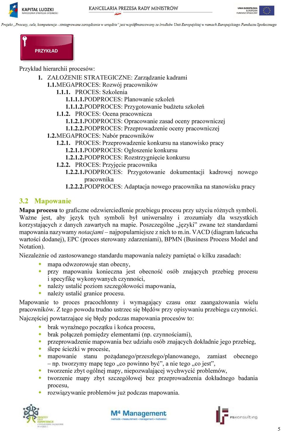 2.1. PROCES: Przeprowadzenie konkursu na stanowisko pracy 1.2.1.1.PODPROCES: Ogłoszenie konkursu 1.2.1.2.PODPROCES: Rozstrzygnięcie konkursu 1.2.2. PROCES: Przyjęcie pracownika 1.2.2.1.PODPROCES: Przygotowanie dokumentacji kadrowej nowego pracownika 1.