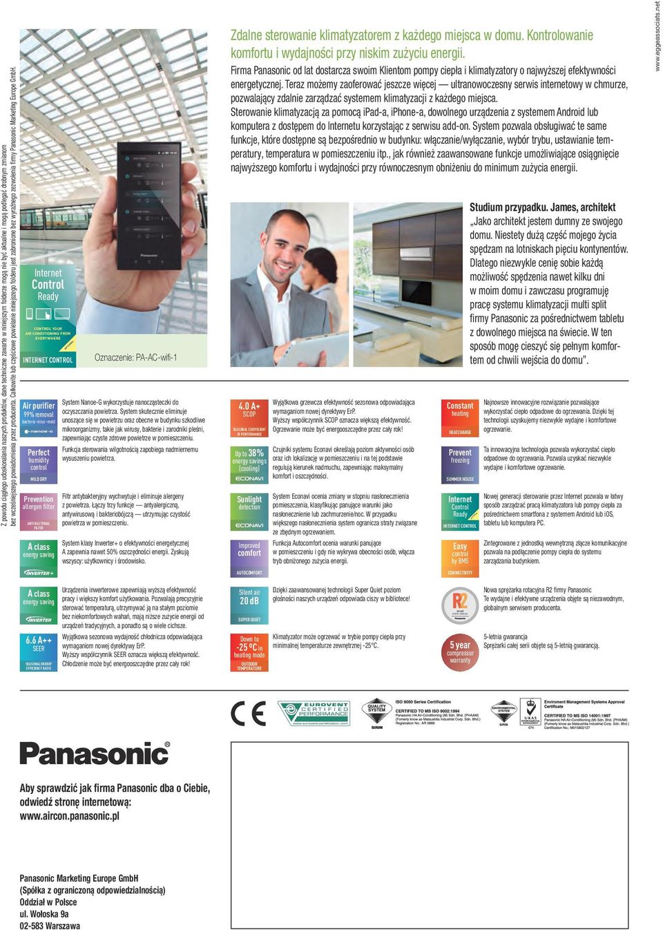 CTROL YOUR IR CDIING FROM EVERYWHERE ir purifier Perfect humidity MILD DRY Prevention allergen filter N BCTERIL FILTER class L Oznaczenie: P-C-wifi-1 System Nanoe-G wykorzystuje nanocząsteczki do