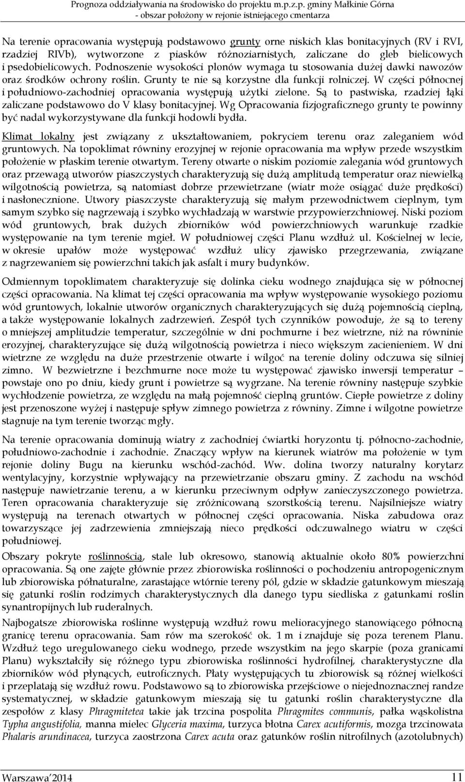 W części północnej i południowo-zachodniej opracowania występują użytki zielone. Są to pastwiska, rzadziej łąki zaliczane podstawowo do V klasy bonitacyjnej.