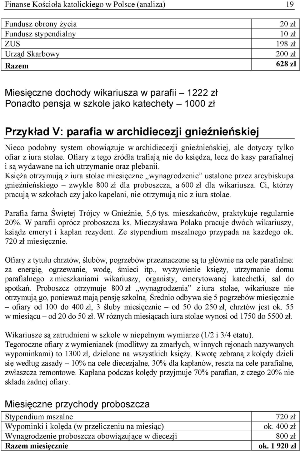 Ofiary z tego źródła trafiają nie do księdza, lecz do kasy parafialnej i są wydawane na ich utrzymanie oraz plebanii.