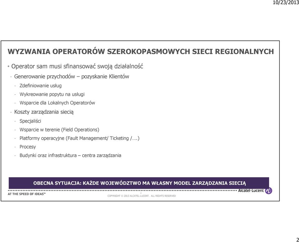 Koszty zarządzania siecią - Specjaliści - Wsparcie w terenie (Field Operations) - Platformy operacyjne (Fault Management/