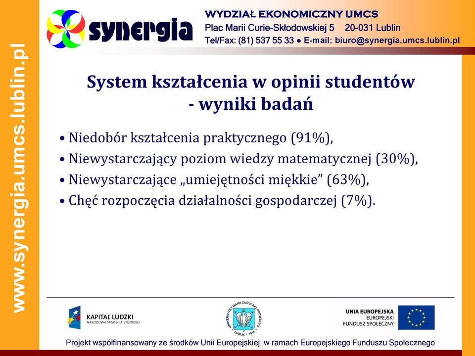 poziom wiedzy matematycznej (30%), Niewystarczające