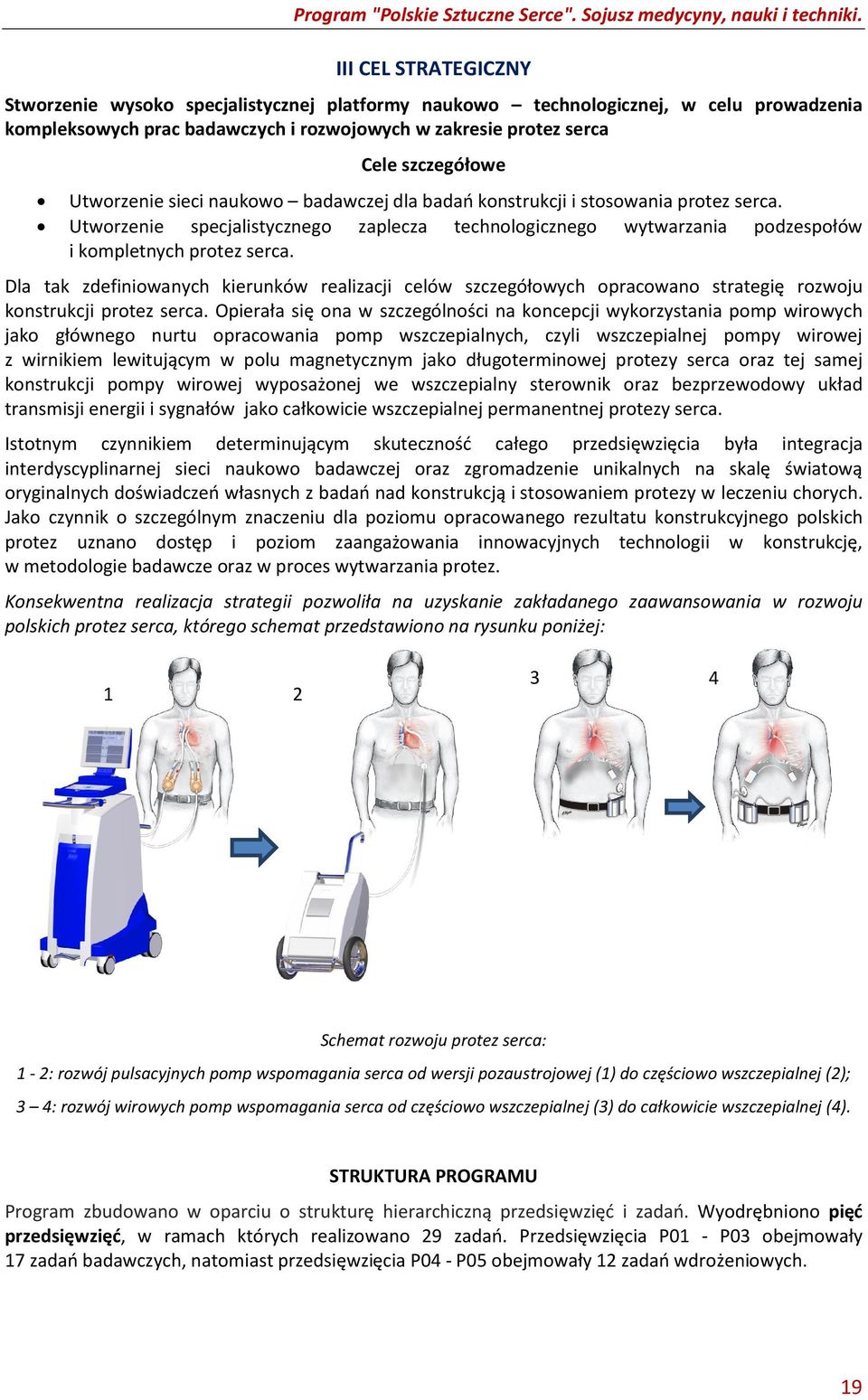 Dla tak zdefiniowanych kierunków realizacji celów szczegółowych opracowano strategię rozwoju konstrukcji protez serca.