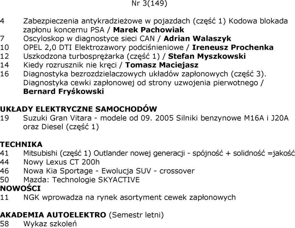 układów zapłonowych (część 3). Diagnostyka cewki zapłonowej od strony uzwojenia pierwotnego / Bernard 19 Suzuki Gran Vitara - modele od 09.