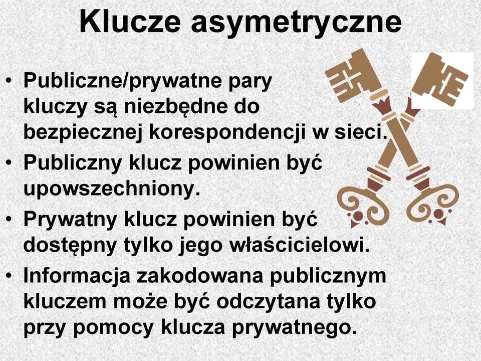 Publiczny klucz powinien być upowszechniony.