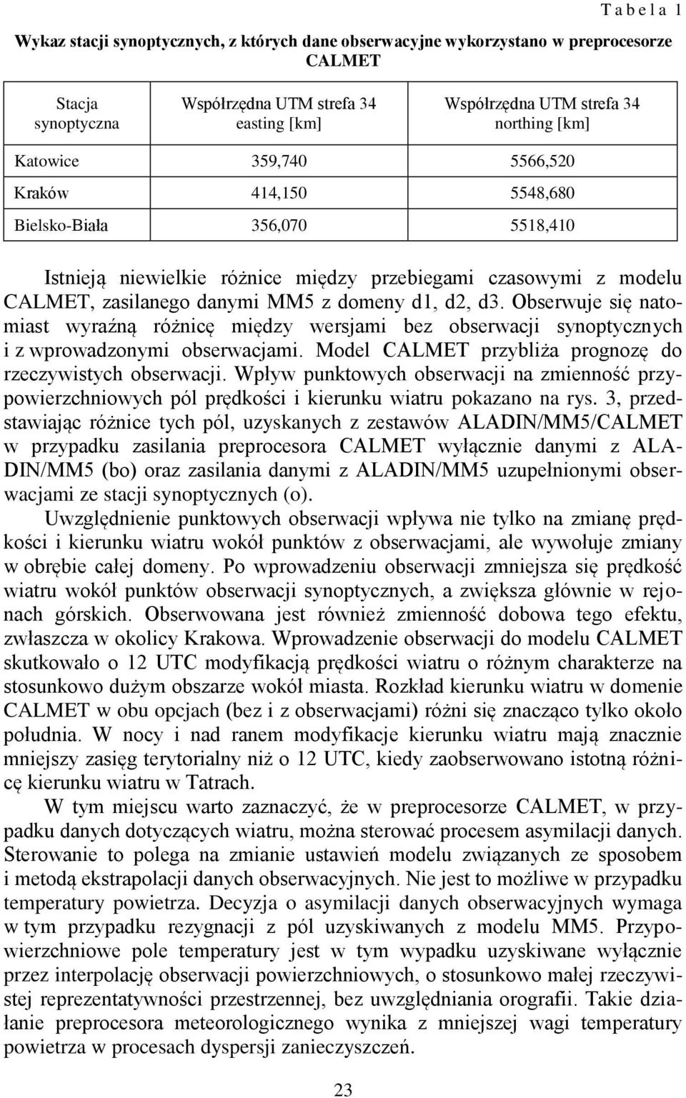 Obserwuje się natomiast wyraźną różnicę między wersjami bez obserwacji synoptycznych i z wprowadzonymi obserwacjami. Model CALMET przybliża prognozę do rzeczywistych obserwacji.