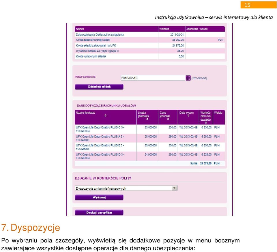 pozycje w menu bocznym zawierające