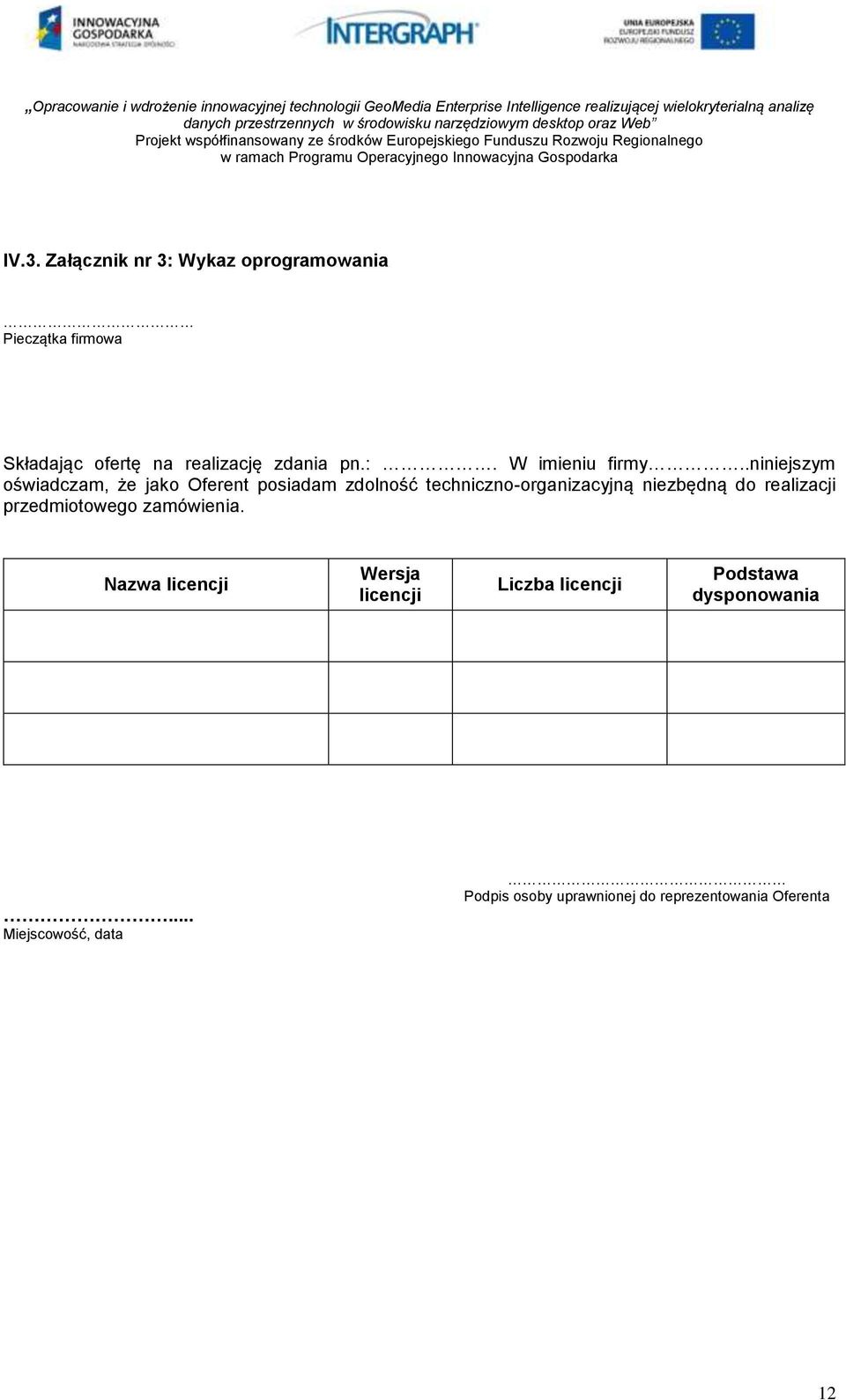 .niniejszym oświadczam, że jako Oferent posiadam zdolność techniczno-organizacyjną niezbędną do