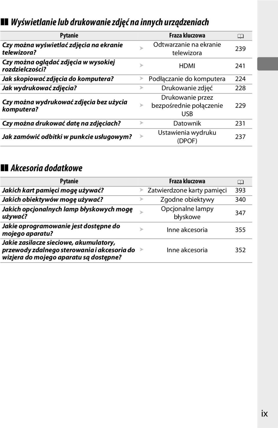 Drukowanie zdjęć 228 Czy można wydrukować zdjęcia bez użycia komputera? Drukowanie przez bezpośrednie połączenie USB Czy można drukować datę na zdjęciach?