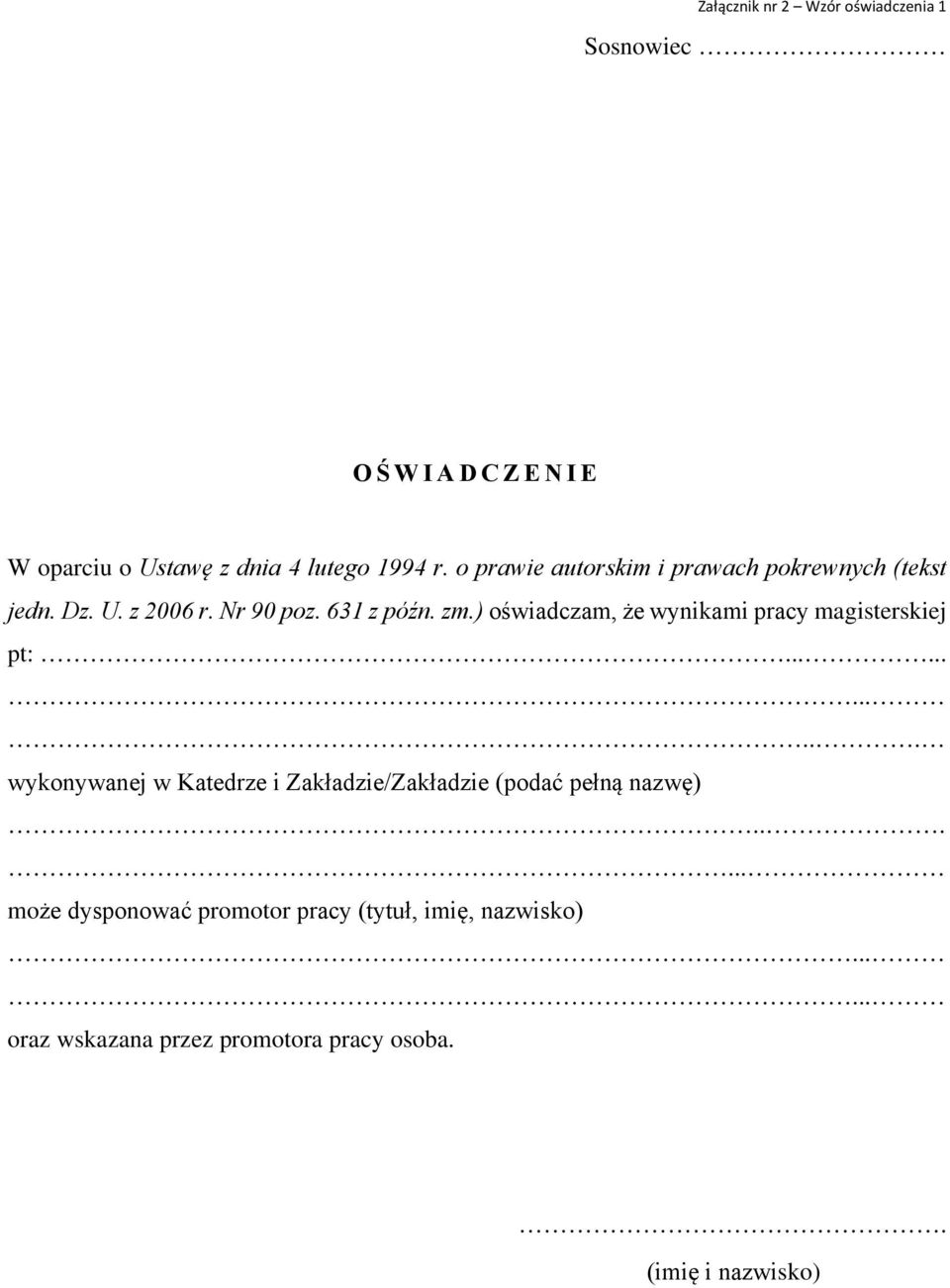 ) oświadczam, że wynikami pracy magisterskiej pt:.
