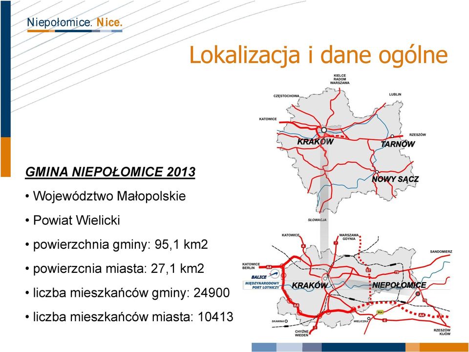 gminy: 95,1 km2 powierzcnia miasta: 27,1 km2 liczba