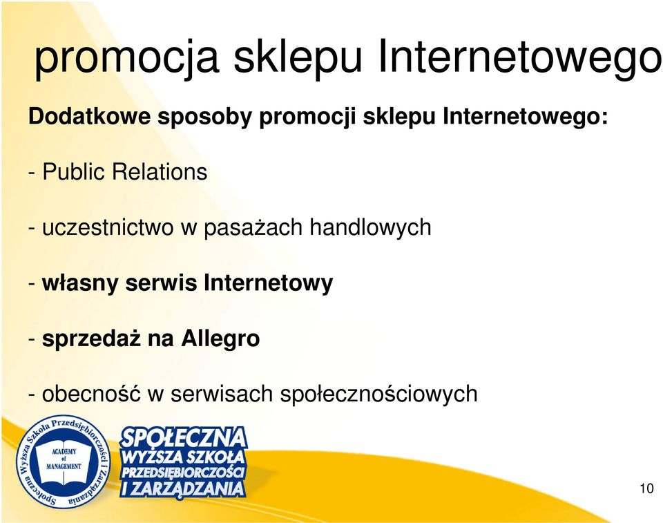 w pasażach handlowych - własny serwis Internetowy -