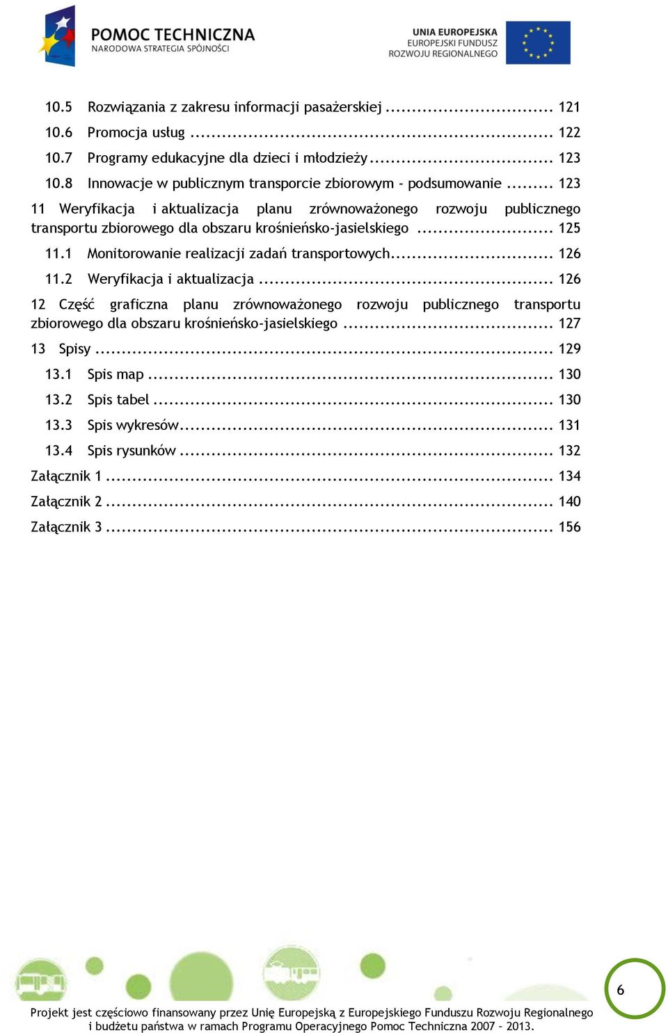 .. 123 11 Weryfikacja i aktualizacja planu zrównoważonego rozwoju publicznego transportu zbiorowego dla obszaru krośnieńsko-jasielskiego... 125 11.1 11.